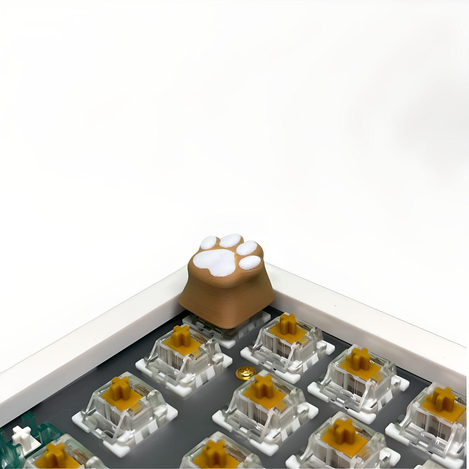 Artisan keycaps patte de chat marron